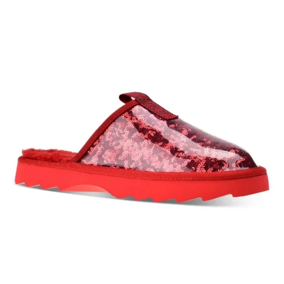 Wild Pair Shoes Wild Pair Portiaa Vinyl Slippers Red Sequin